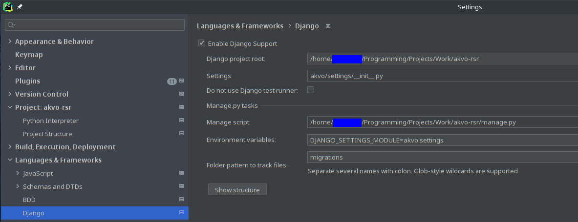 django support config